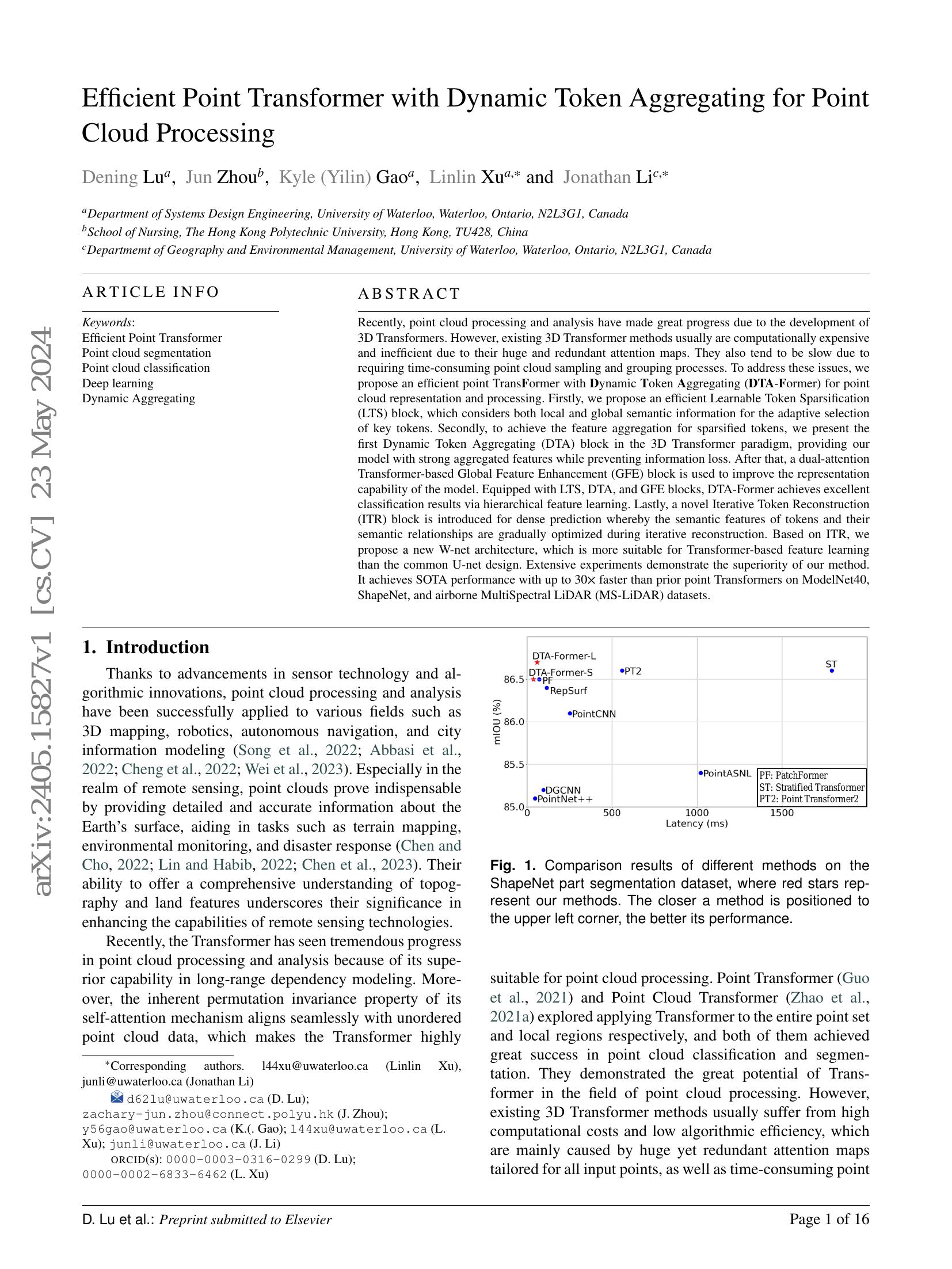 Efficient Point Transformer with Dynamic Token Aggregating for Point ...