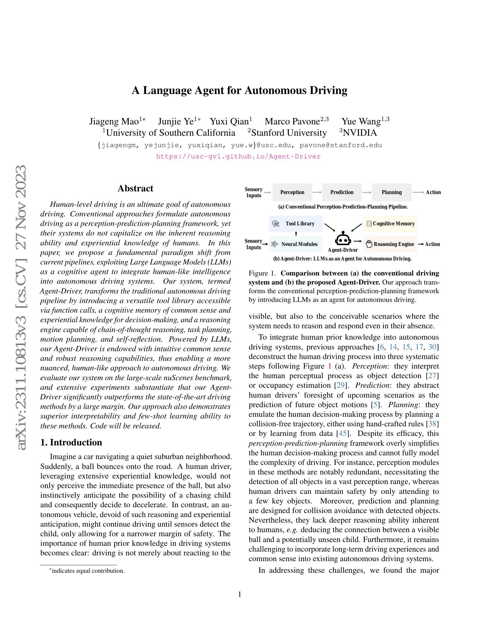 A Language Agent for Autonomous Driving - 智源社区论文