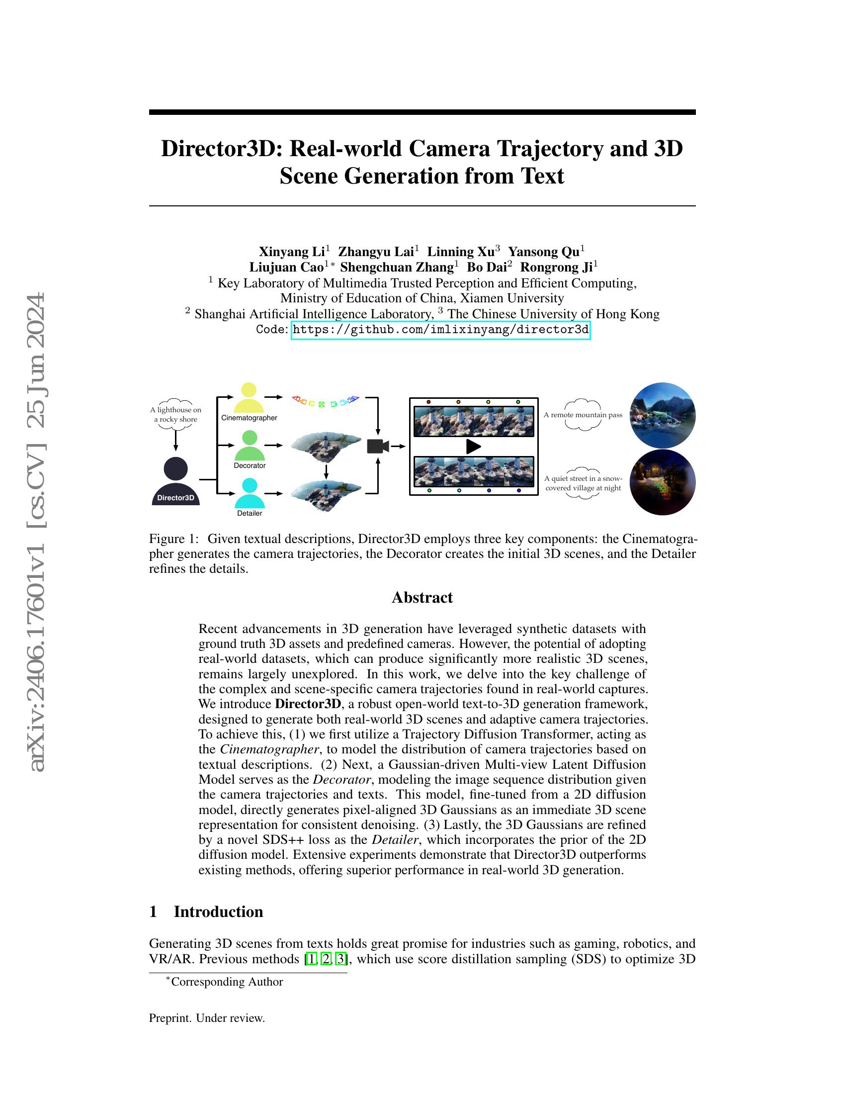 Director3D: Real-world Camera Trajectory and 3D Scene Generation from ...
