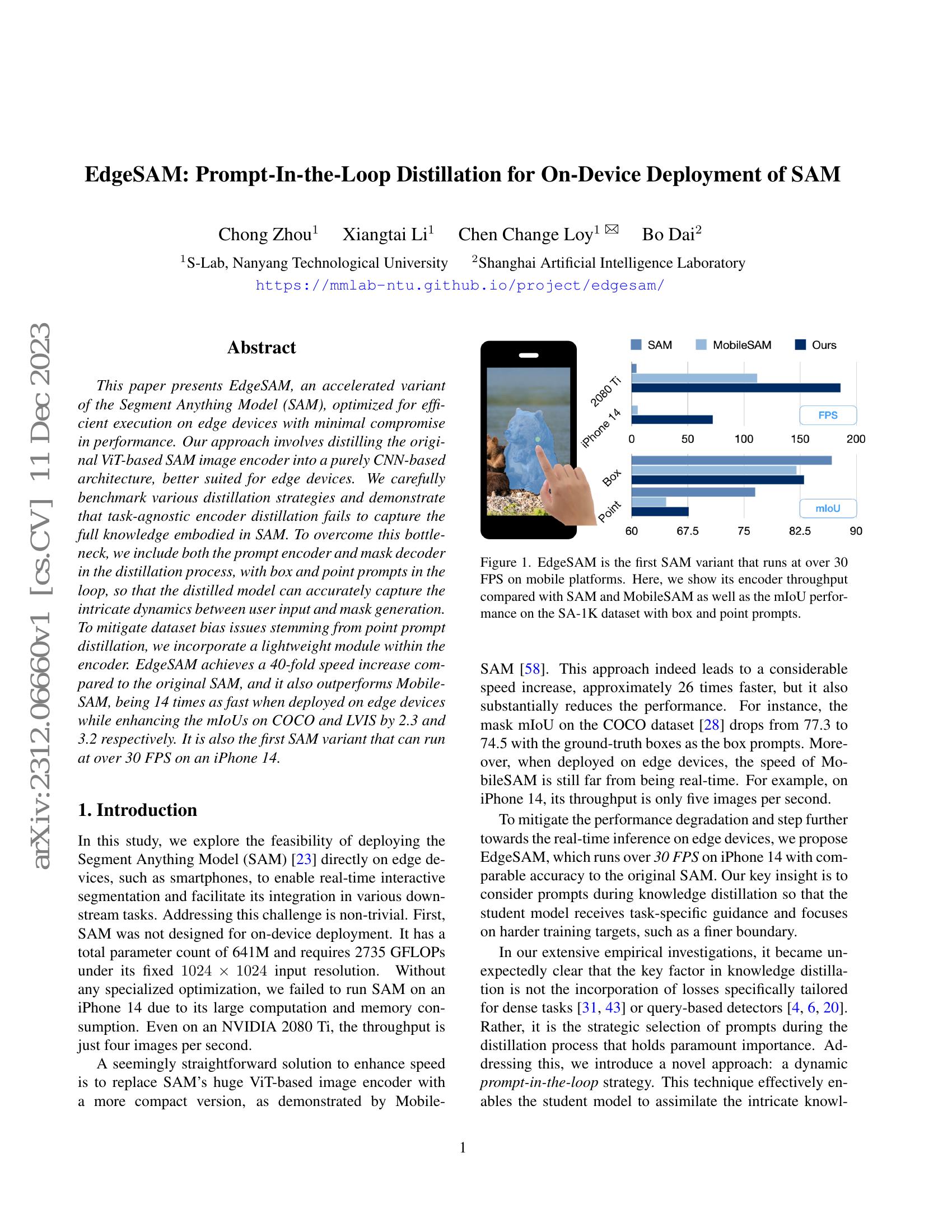 Sam Device EdgeSAM: Prompt-In-the-Loop Distillation for On-Device Deployment of ...