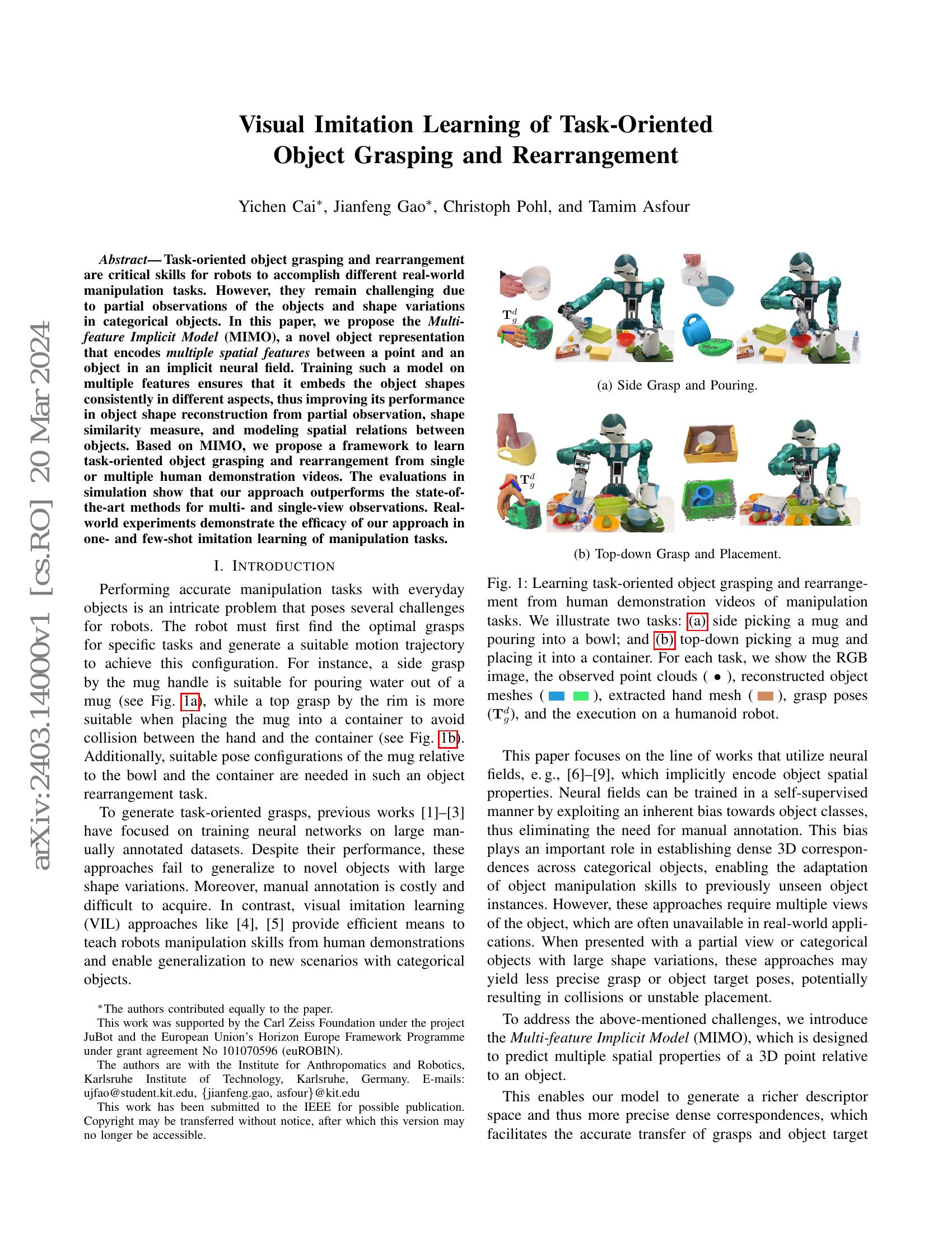 Visual Imitation Learning of Task-Oriented Object Grasping and ...