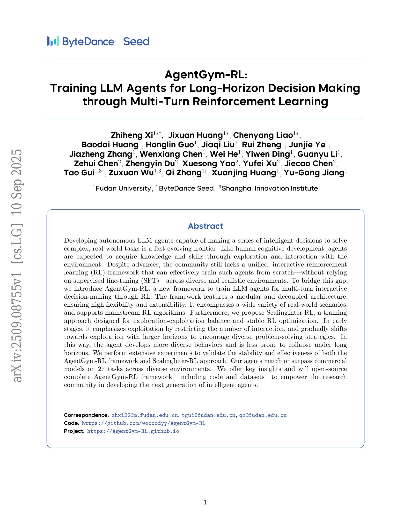 AgentGym-RL: Training LLM Agents for Long-Horizon Decision Making ...
