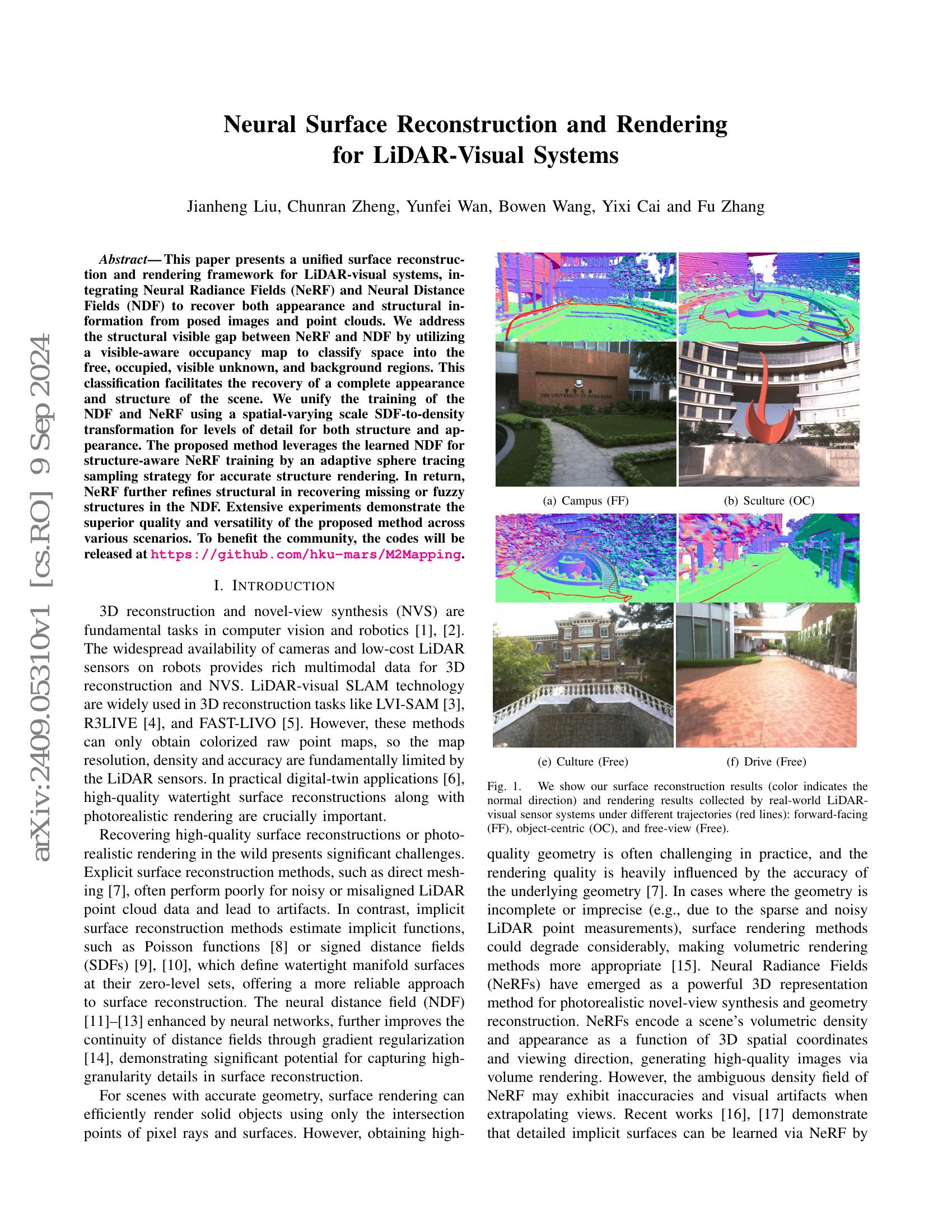 Neural Surface Reconstruction and Rendering for LiDAR-Visual Systems ...