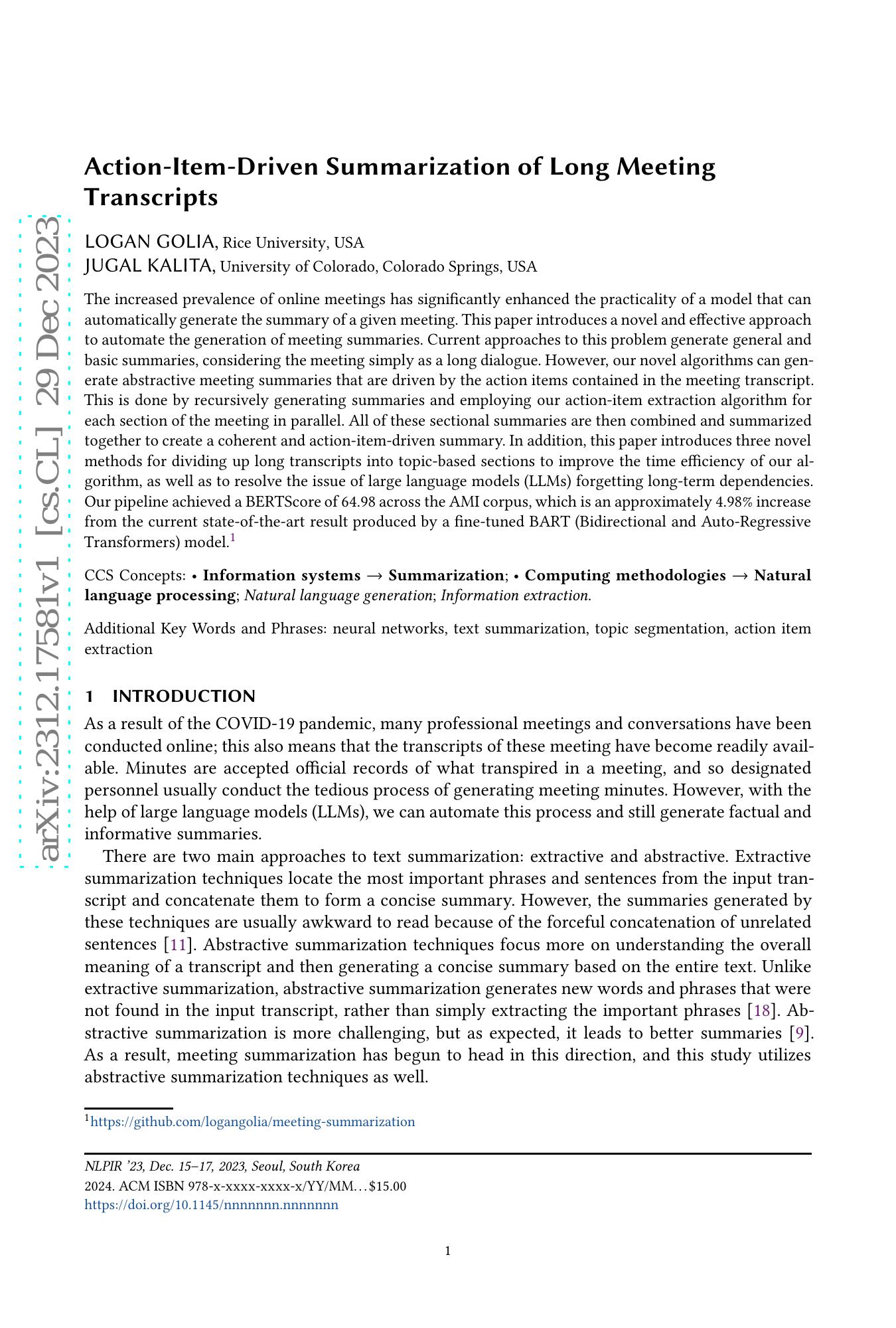 Action-Item-Driven Summarization of Long Meeting Transcripts - 智源社区论文