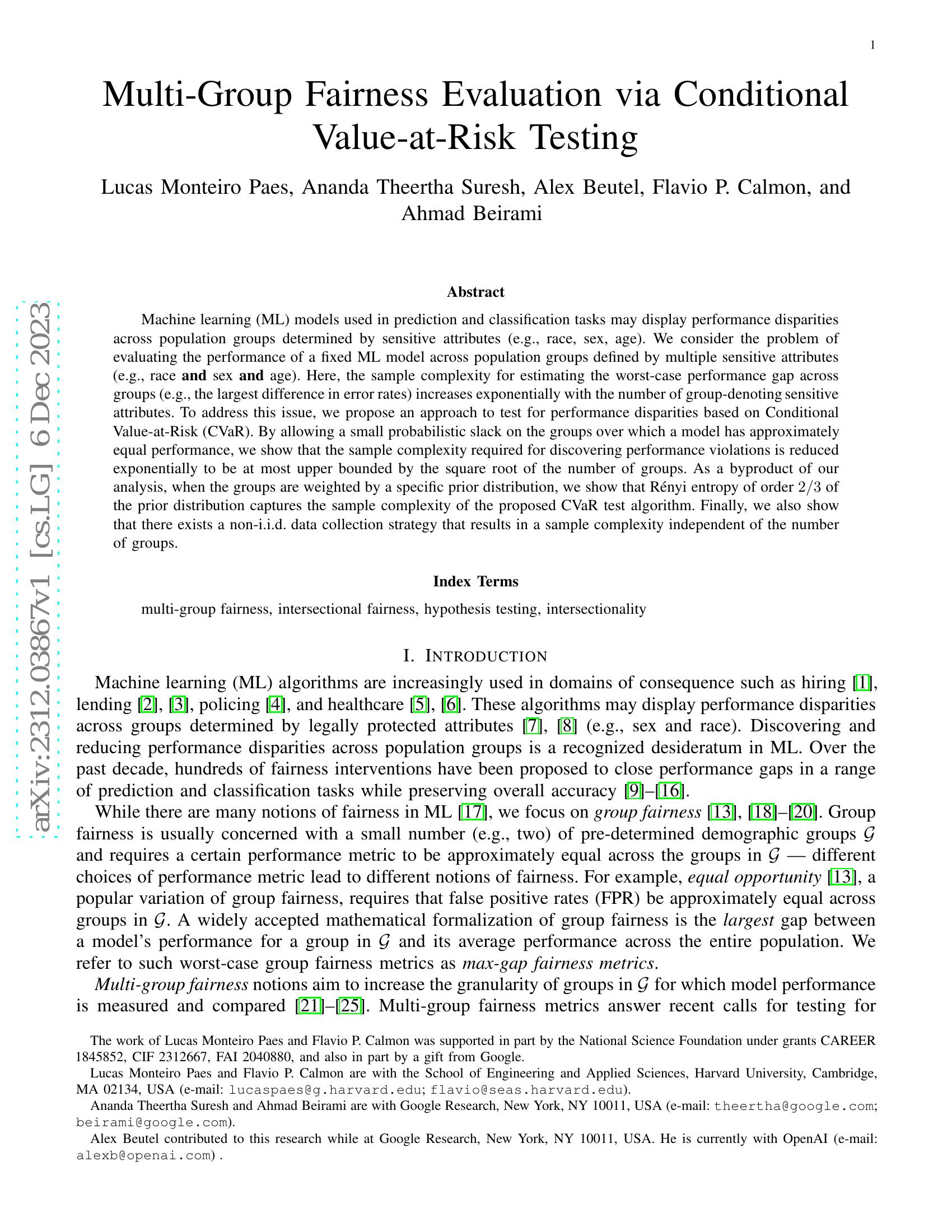 Multi-Group Fairness Evaluation via Conditional Value-at-Risk Testing ...