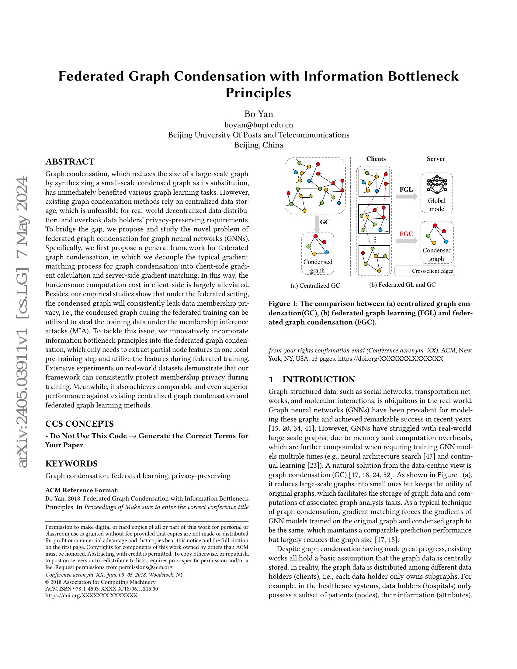 Federated Graph Condensation with Information Bottleneck Principles - 智 ...