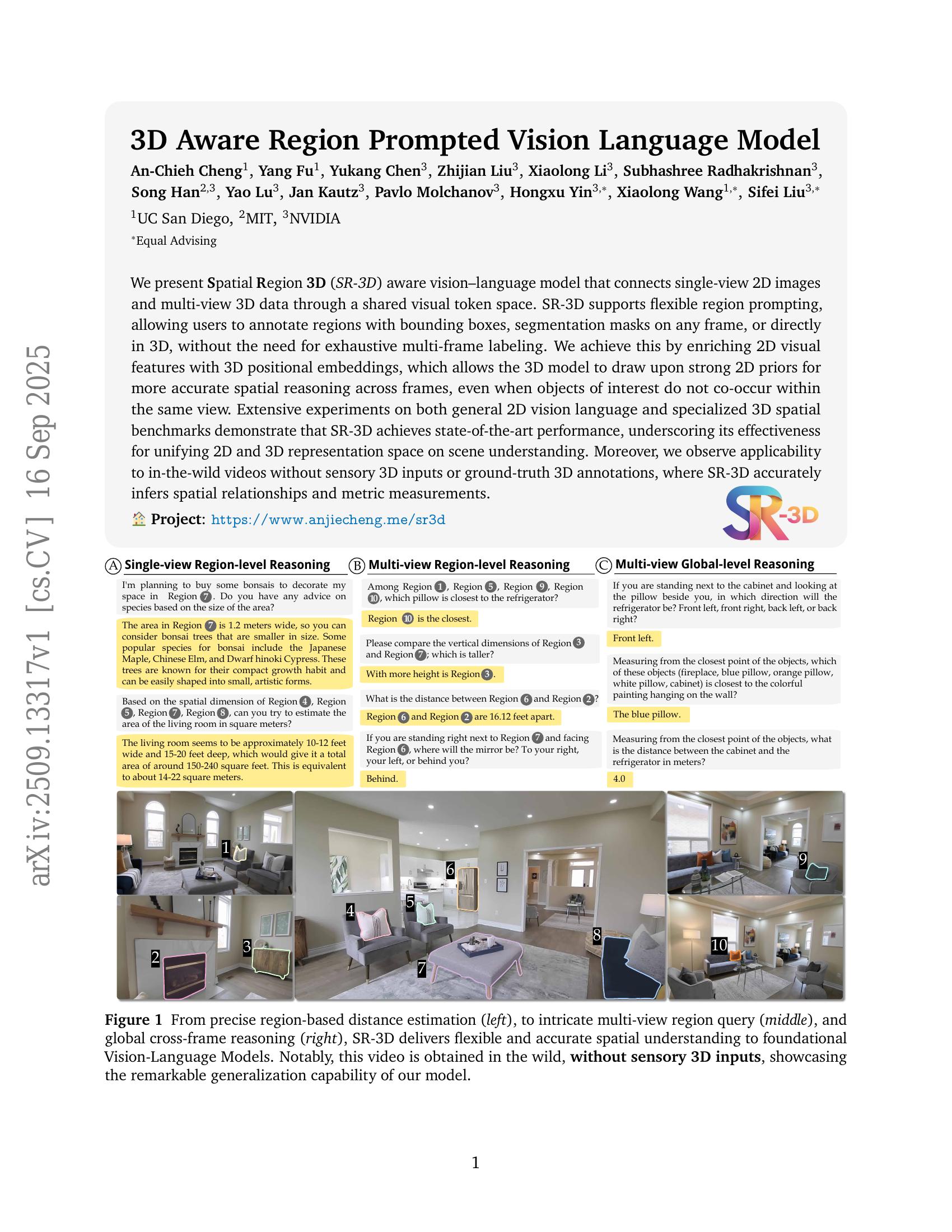 3D Aware Region Prompted Vision Language Model - 智源社区论文