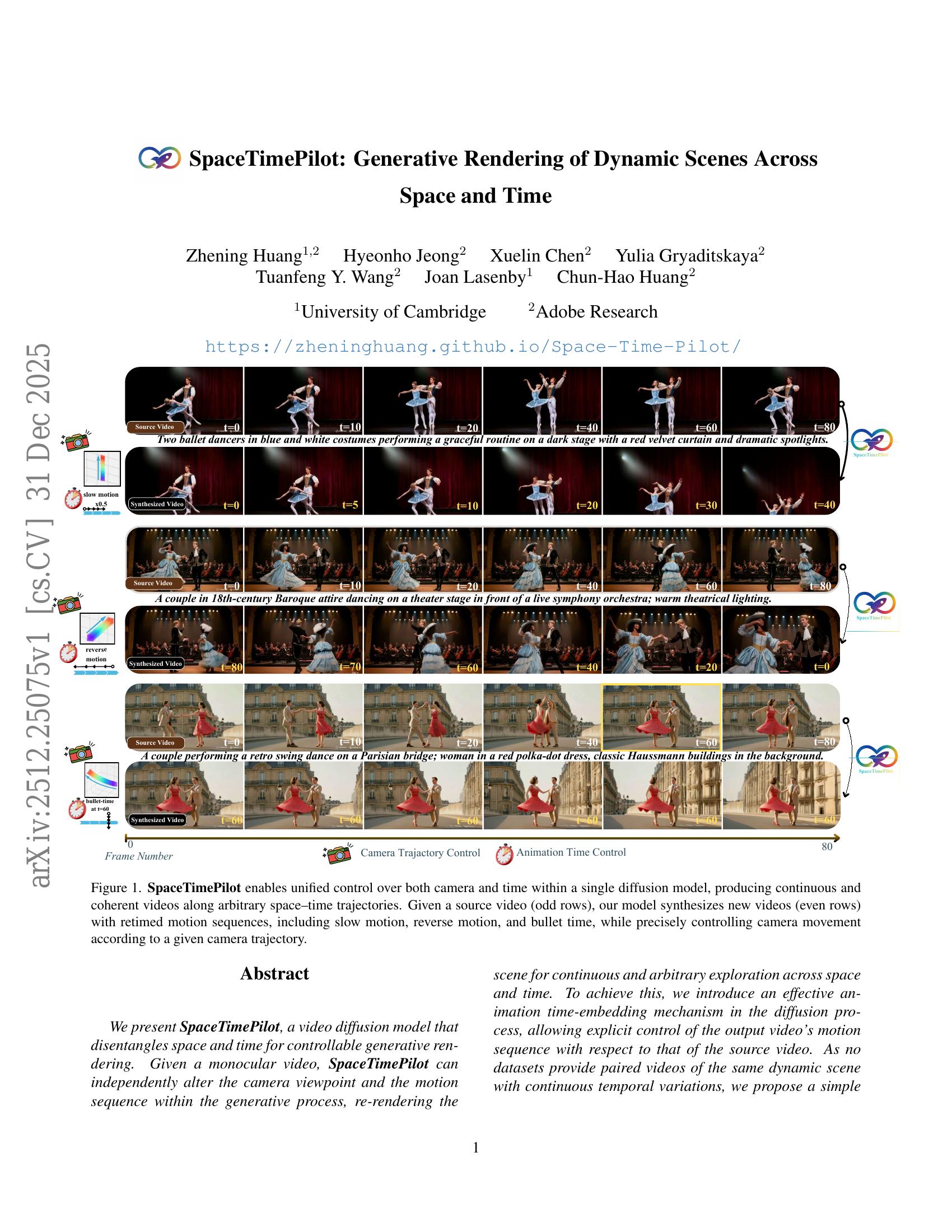 Dynamic Scene Rendring SpaceTimePilot: Generative Rendering of Dynamic Scenes Across Space and ...