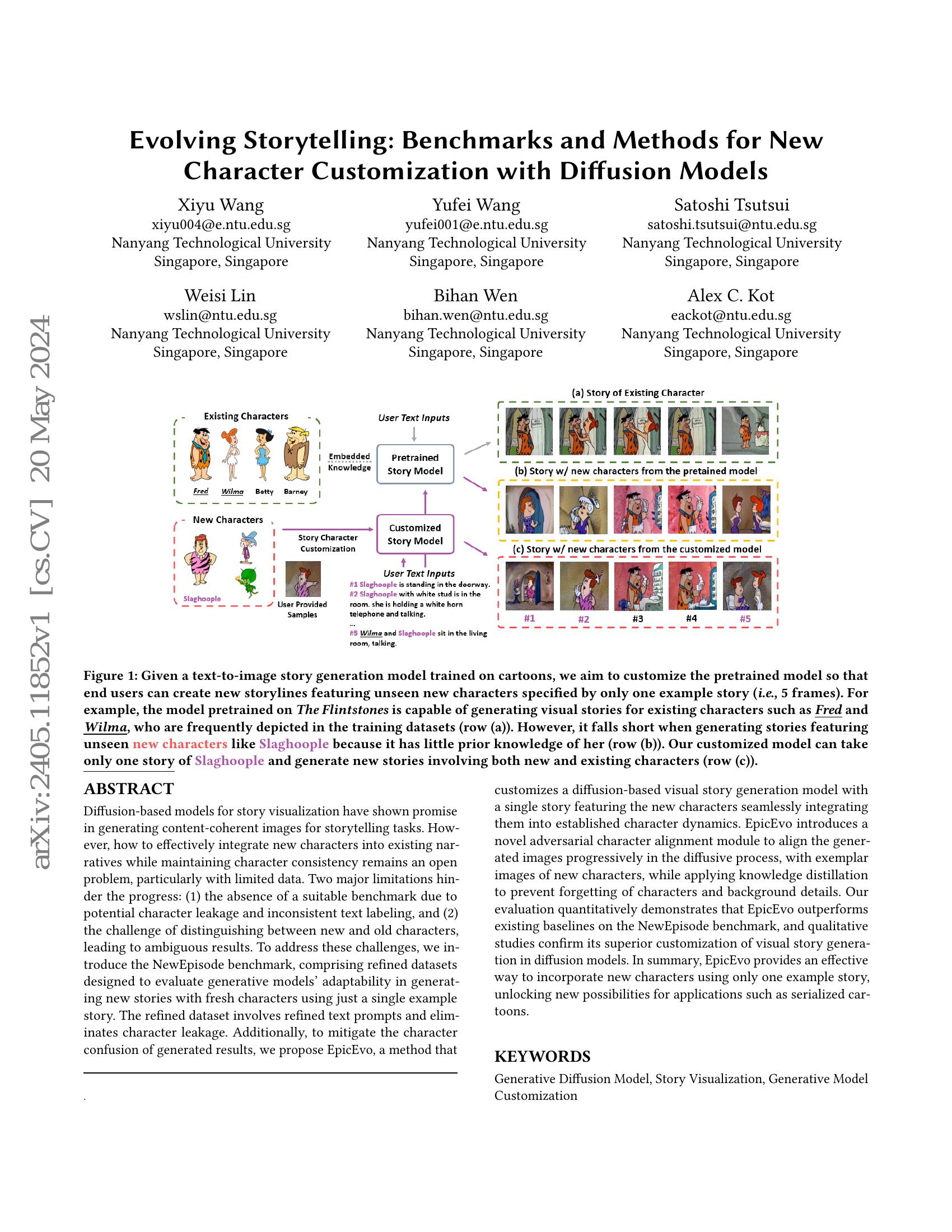 Narrative Customization Evolving Storytelling: Benchmarks and Methods for New Character ...