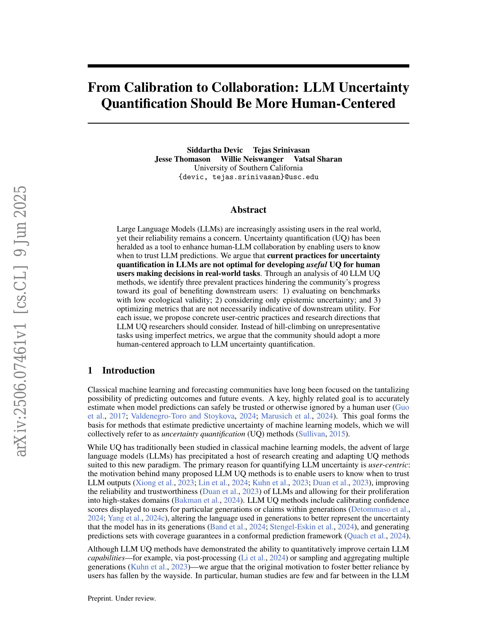From Calibration to Collaboration: LLM Uncertainty Quantification ...