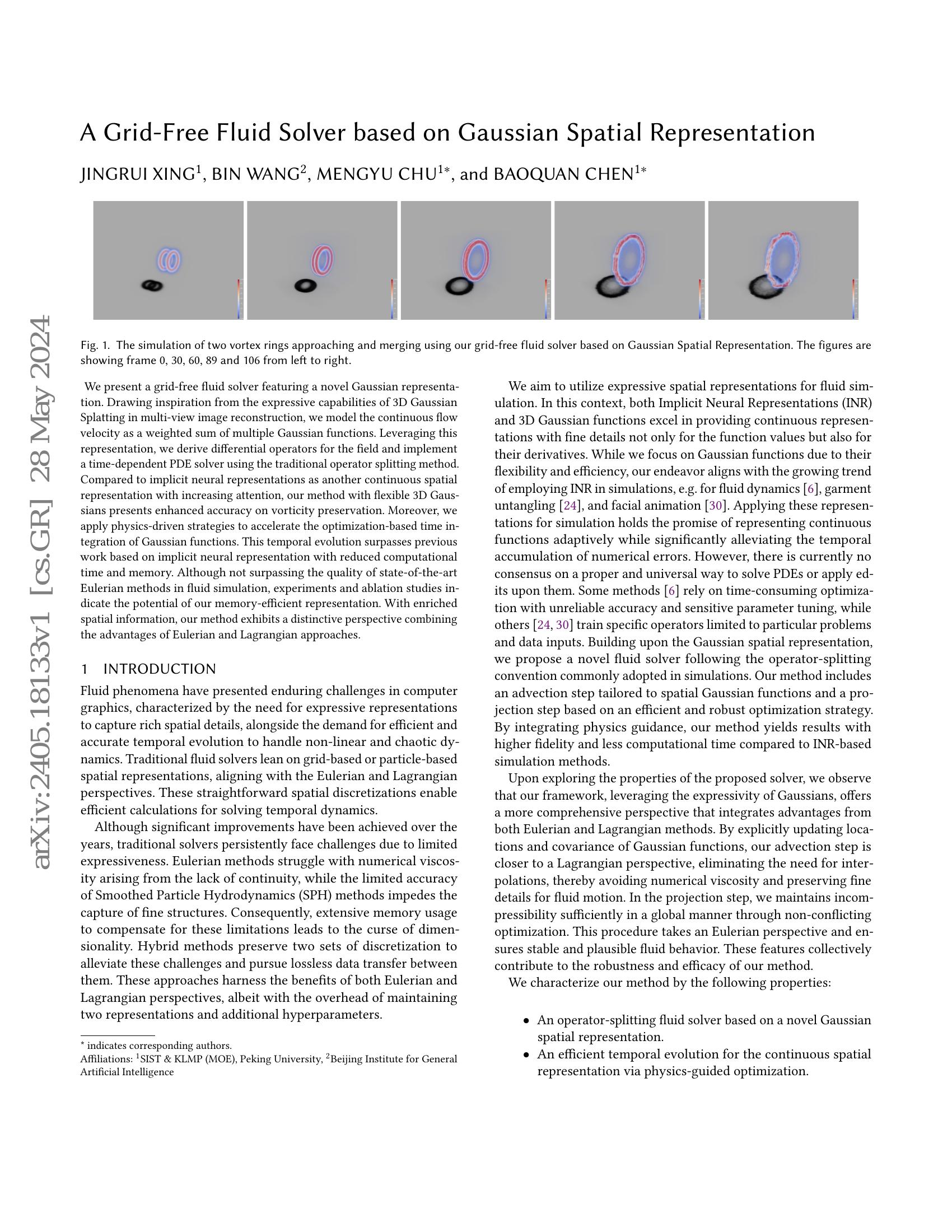A Grid-Free Fluid Solver based on Gaussian Spatial Representation - 智源社区论文