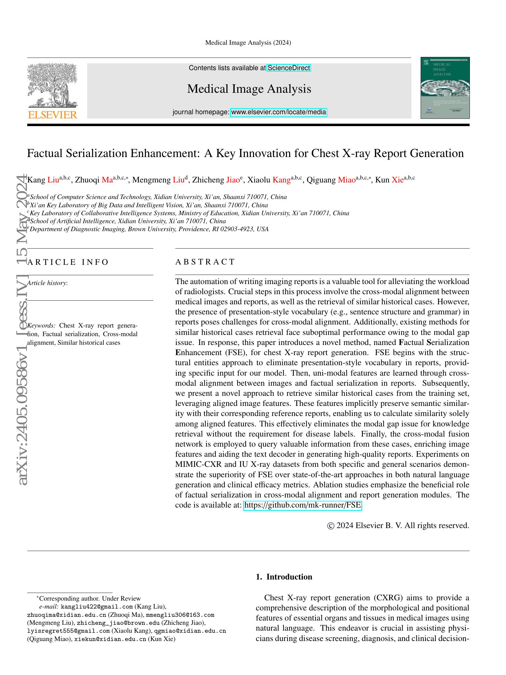 Factual Serialization Enhancement: A Key Innovation for Chest X-ray ...
