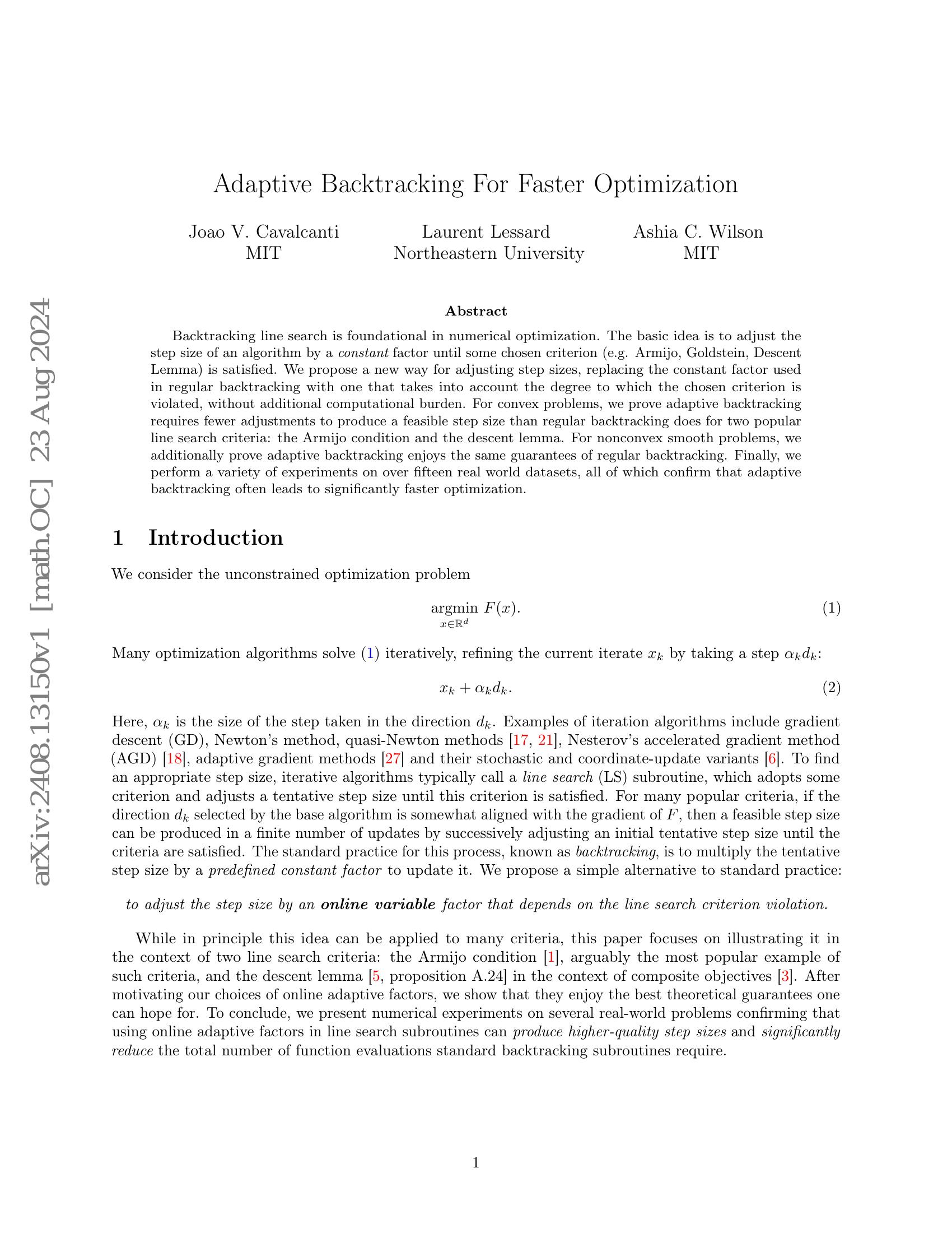 Adaptive Backtracking For Faster Optimization - 智源社区论文