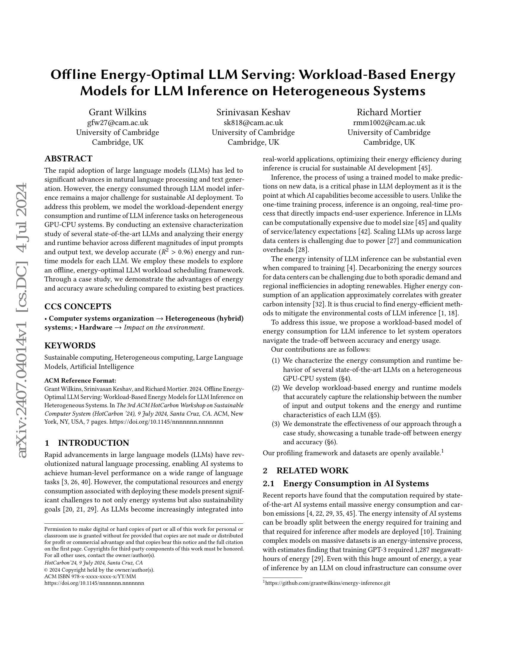 Offline Energy-Optimal LLM Serving: Workload-Based Energy Models for ...