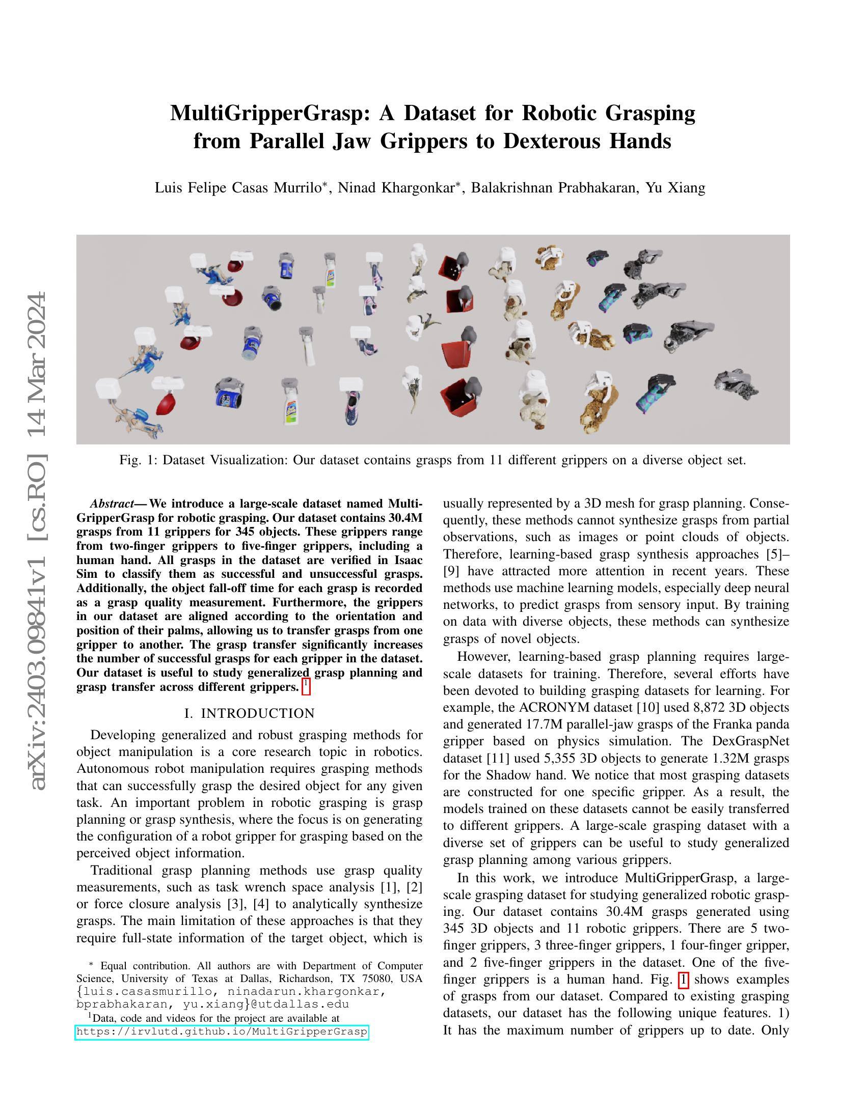 MultiGripperGrasp: A Dataset for Robotic Grasping from Parallel Jaw ...