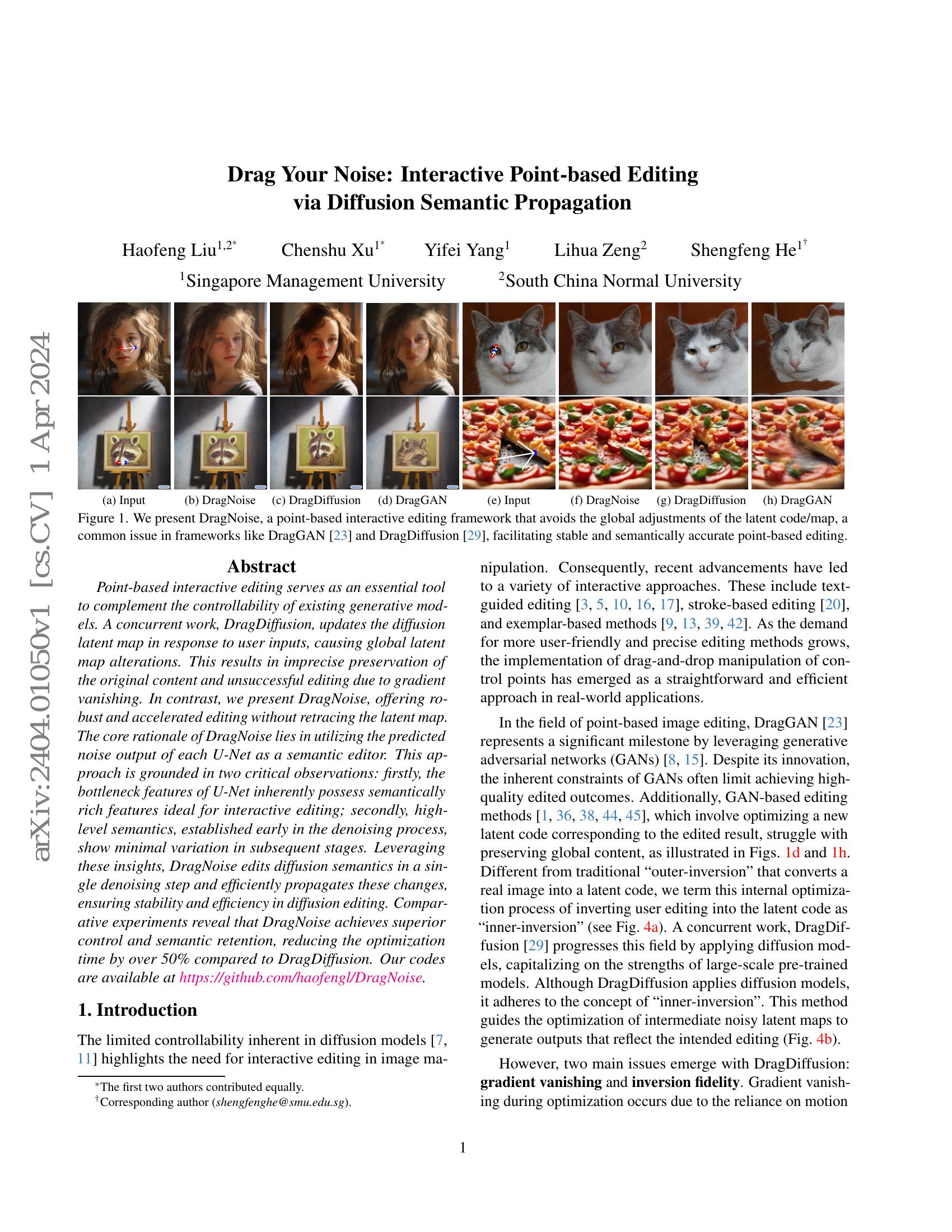 Drag Your Noise: Interactive Point-based Editing via Diffusion Semantic ...