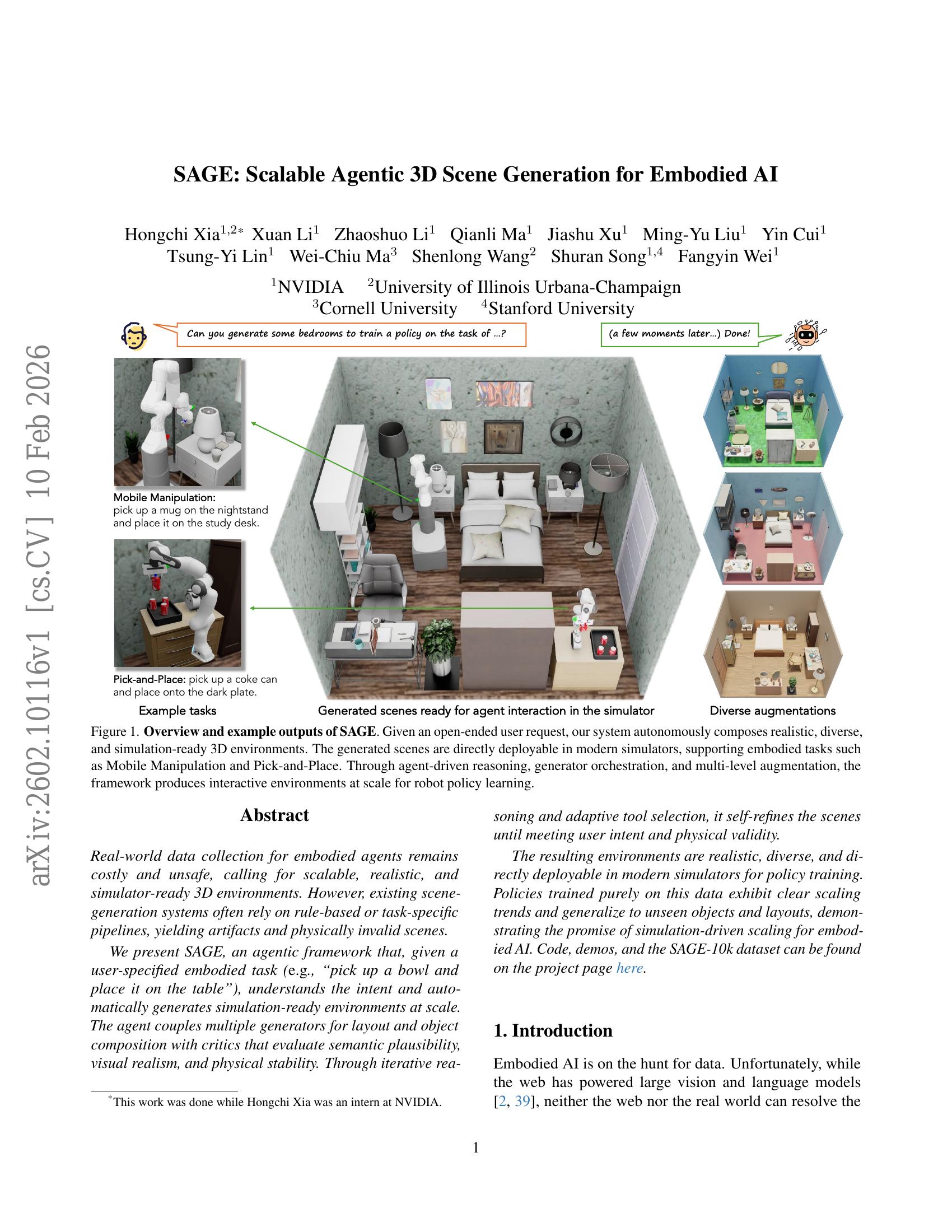 SAGE: Scalable Agentic 3D Scene Generation for Embodied AI - 智源社区论文