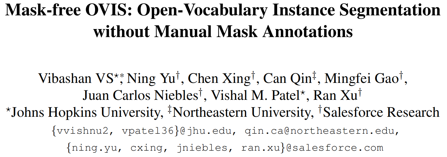 约翰霍普金斯大学提出Mask-free OVIS：利用开放词汇解决实例分割的标注困难