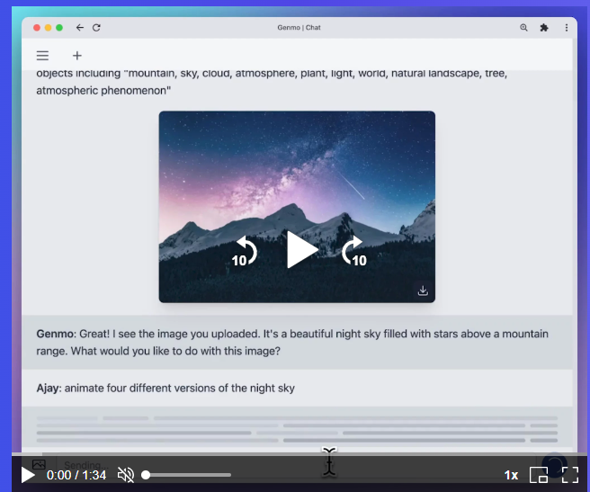 Genmo Chat，你的创意copilot,使用GPT-4和一大套生成人工智能工具创建并编辑您需要的任何视频或图像