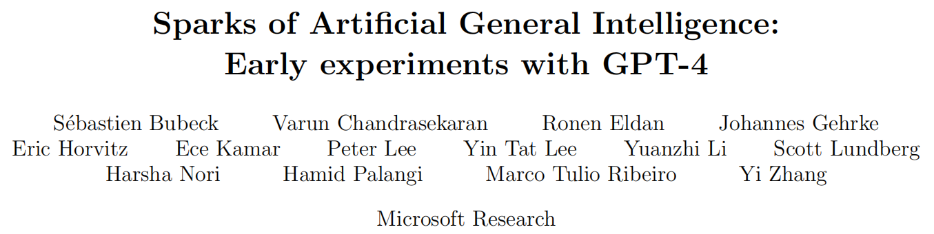 微软研究院最新154页长文：广义人工智能的火花，GPT-4的早期实验