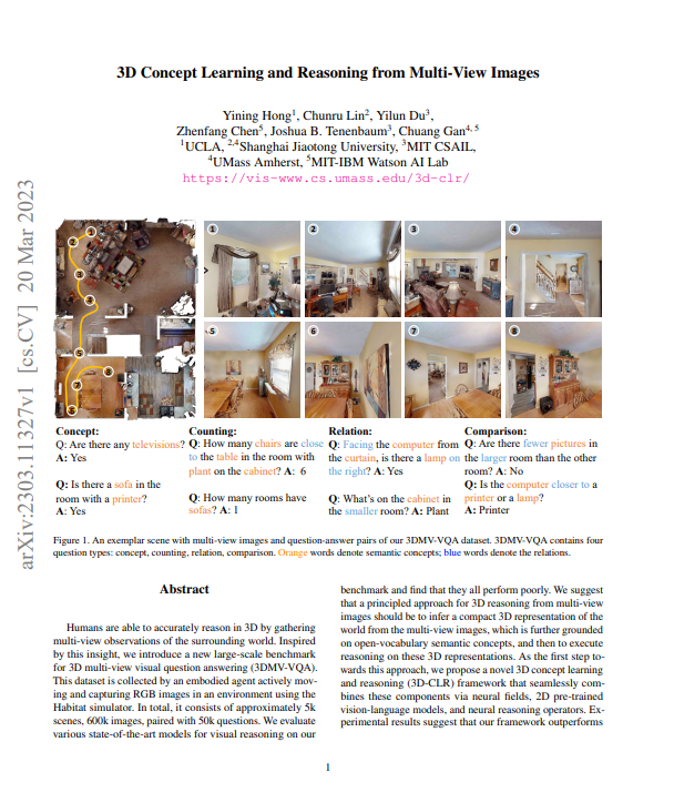 UCLA & MIT | 从多视图图像中进行三维概念的学习和推理