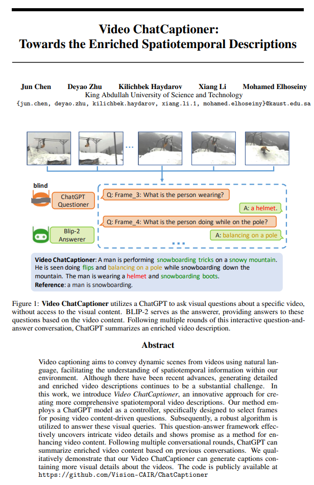 KAUST | Video ChatCaptioner：走向丰富的时空描述