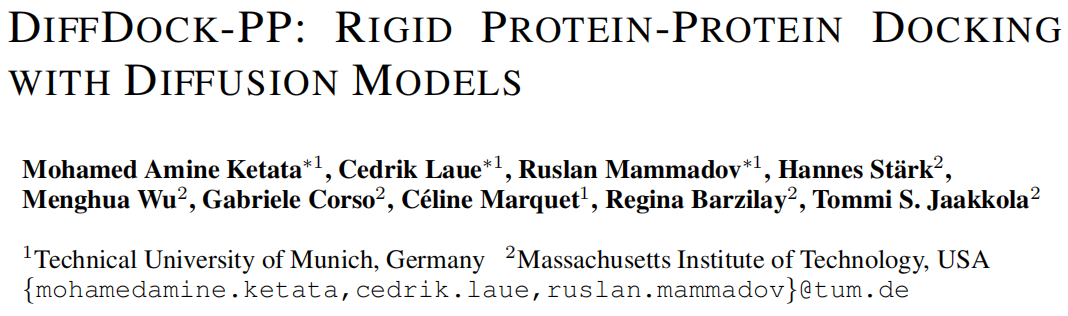 德国慕尼黑工业大学DiffDock-PP：基于扩散模型的刚性蛋白质-蛋白质拼接算法，性能提升30%以上